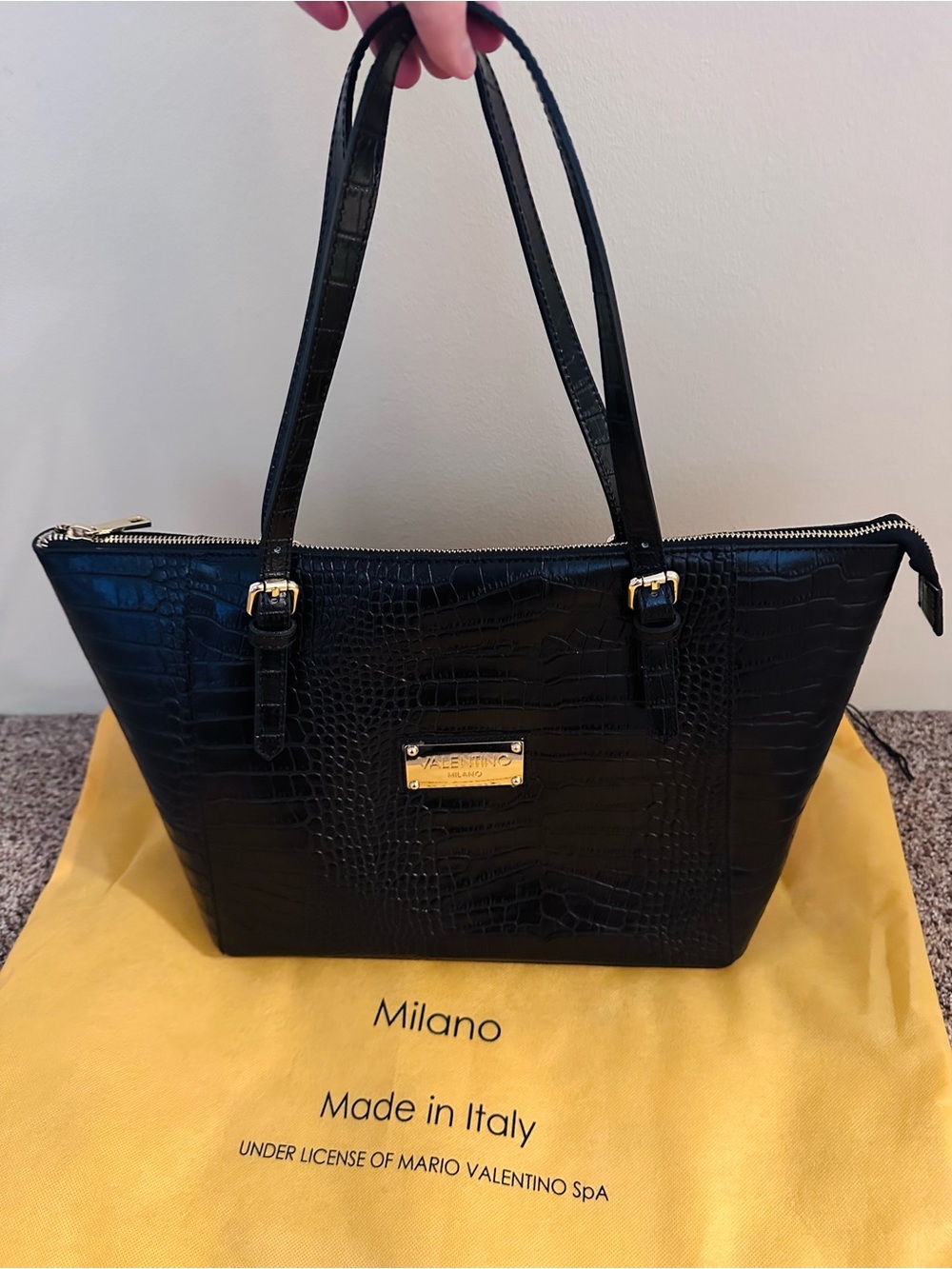 Valentino Black Croc Tote